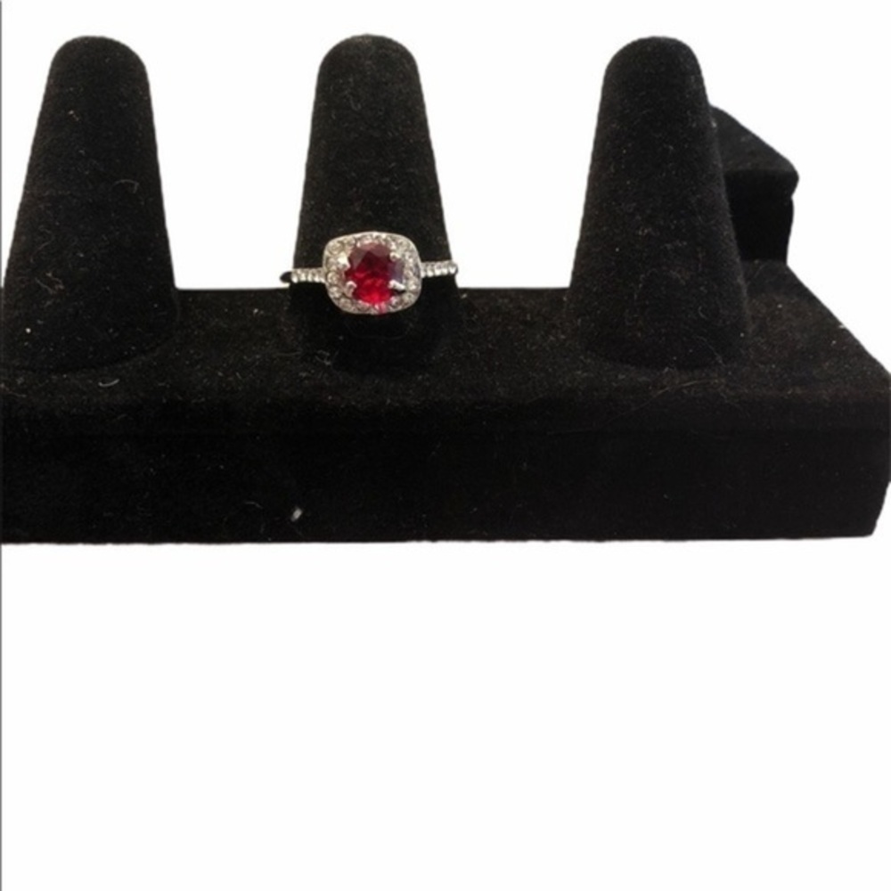 Elegant Fashion Women silver‎ red zircon CZ Wedding Jewelry Bridal Ring Size 9.5